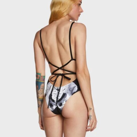 NEW NWT Dolls Kill Towers Skeleton Swimsuit Size M Medium - Picture 3 of 11
